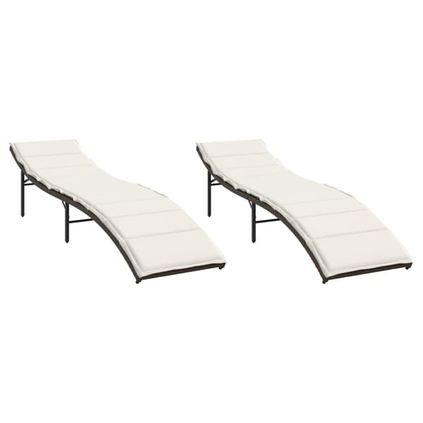 vidaXL Solstolar med kuddar, set om 2, brun, polyrotting