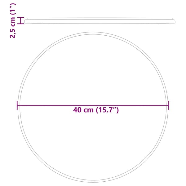 vidaXL bordplade grå Ø40 x 2,5 cm marmor