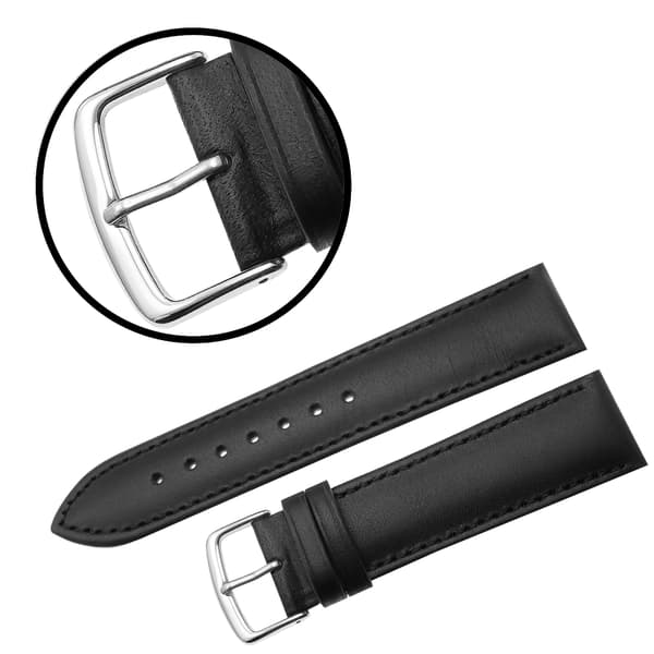 FUJI LÆDERREM 22 MM GLAT sort rem, sorte syninger
