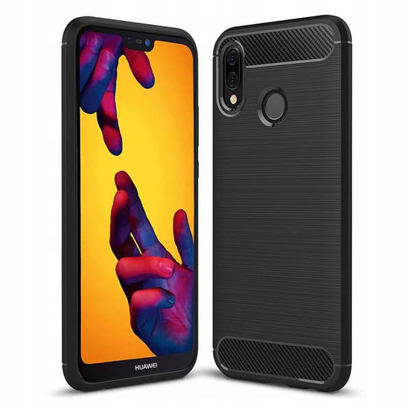 Etui til HUAWEI P20 LITE CARBON Sort Mat Silikone Slim Back + GLAS