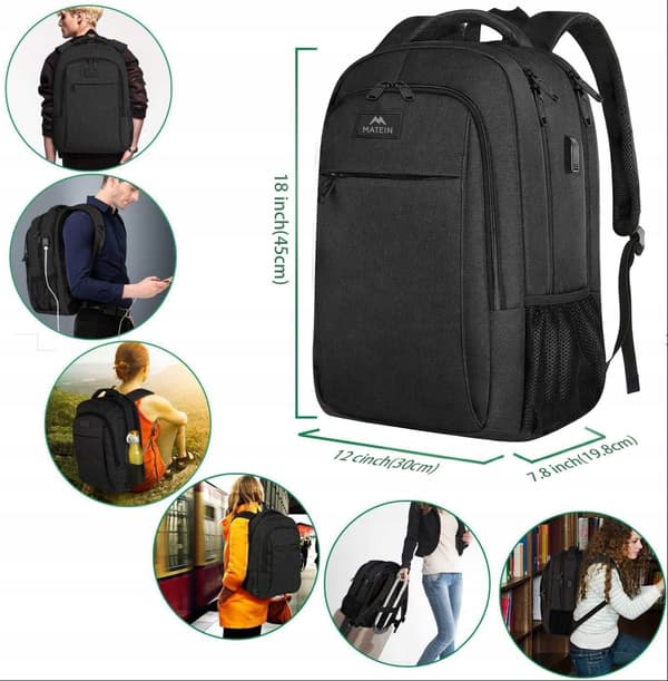 Matein 1007 BLK 15,6" Laptop Rygsæk Sort