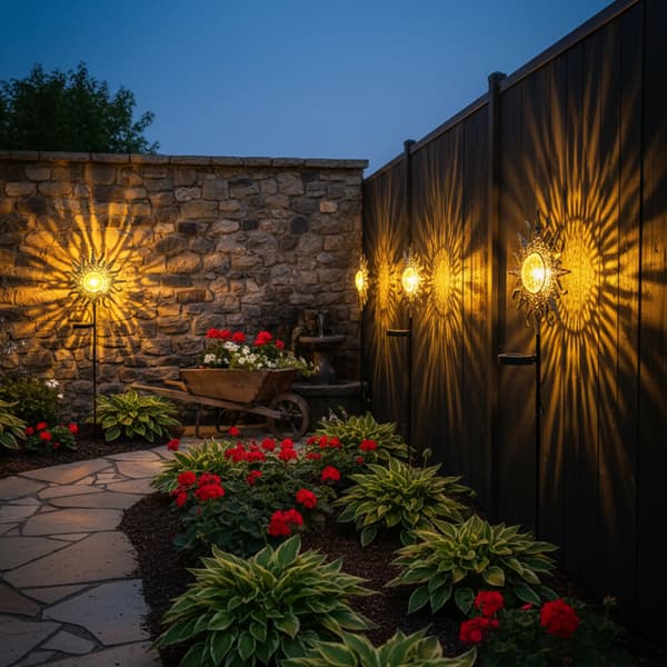 Dekorativ solcellelampe Sun LED - metal havepynt