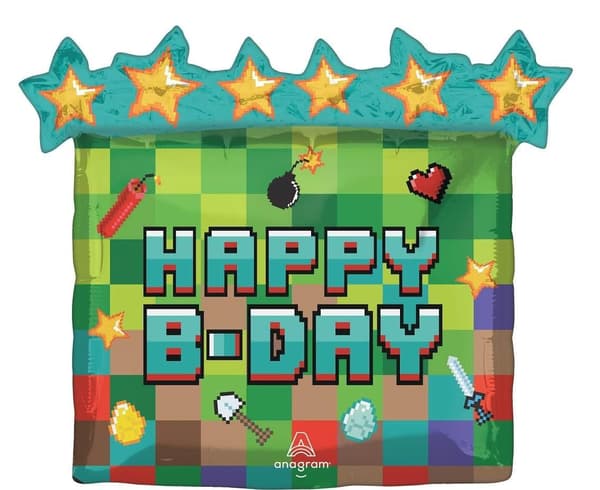 Pixel Party Folieballon 63x58cm