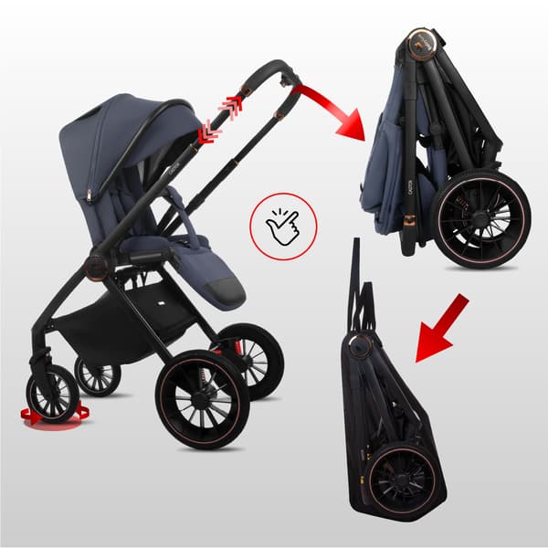 BabyLux CASTOR 2-i-1 klapvogn, gondol, let, foldbart sæt