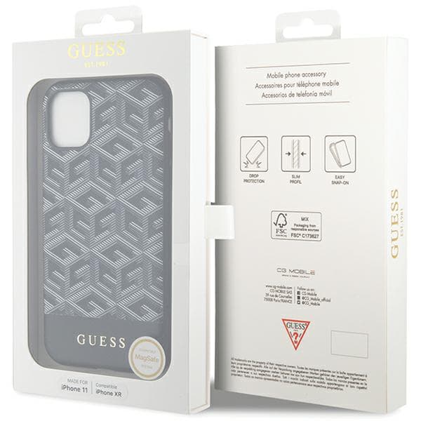 Guess GCube Stripes MagSafe-etui til iPhone 11 / Xr, sort