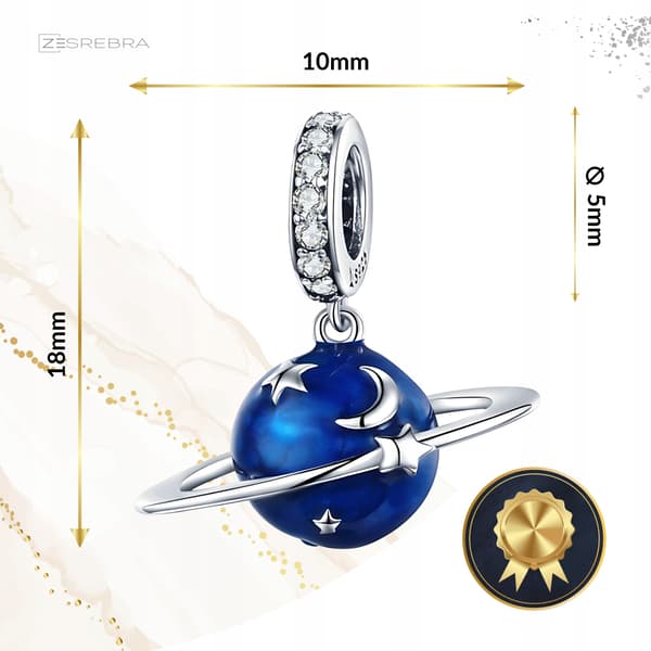 Berlocker silver pr 925 planet stjärnor måne hänge silver kosmos pärlor