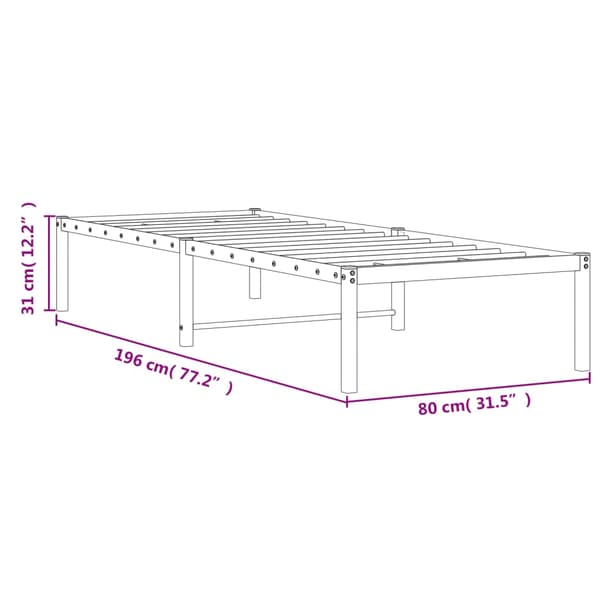 vidaXL metalsengestel sort 75x190 cm