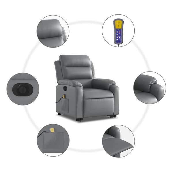 vidaXL elektrisk lænestol med massage, grå