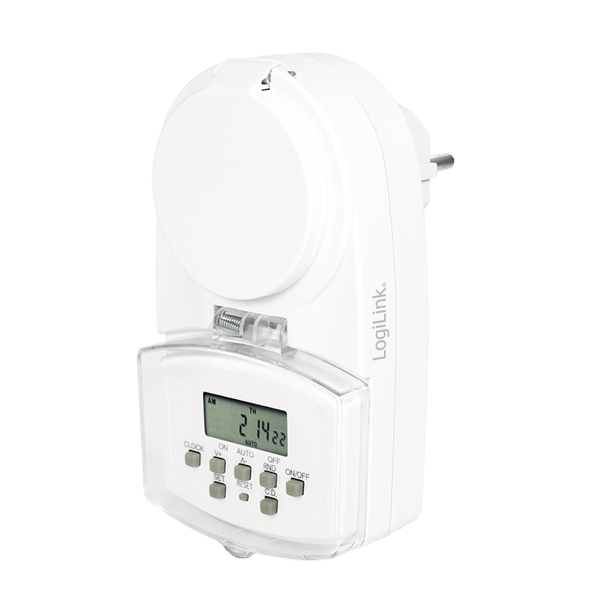Digital udendørs timer IP44 LogiLink LCD stikkontaktprogrammerer 20 programmer
