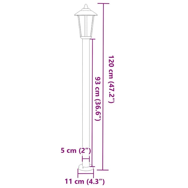 vidaXL havelamper, 3 stk., sort, 120 cm, stål