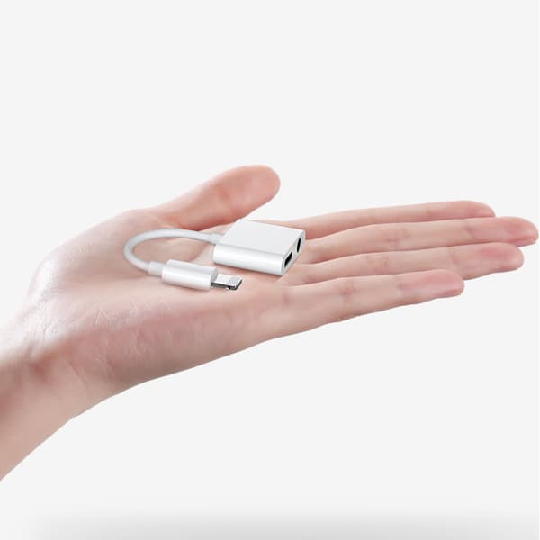 iPhone Lightning - 2x Lightning hovedtelefonsplitteradapter hvid