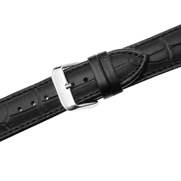 FUJI LÆDERREM 22 MM CROCODILE sort rem, sorte syninger