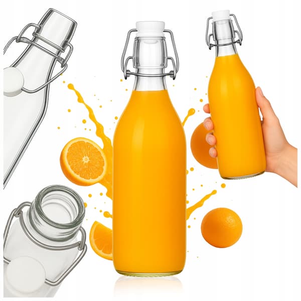 Rund flaska med klämma - 1000 ml