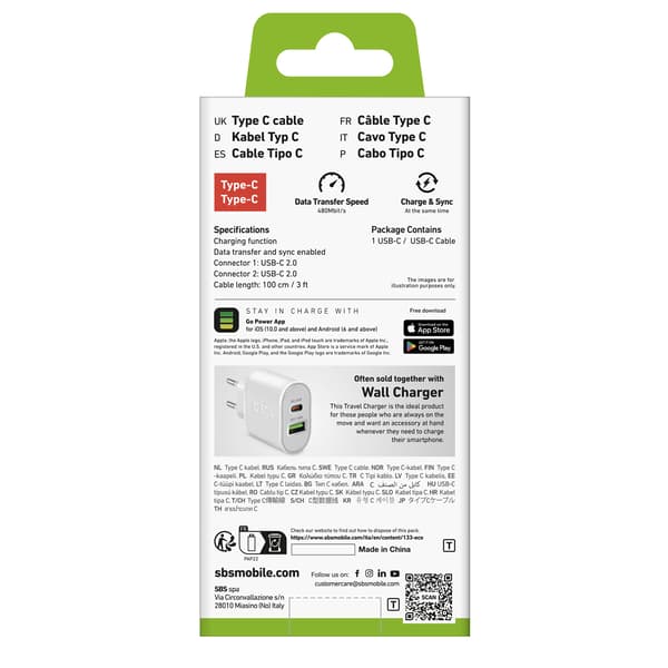 USB-C PD 25W 1 m kabel - hvid