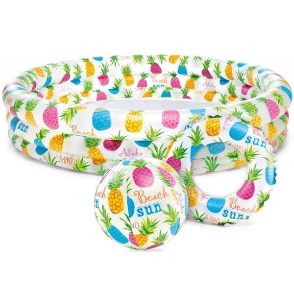 Tropisk pool med boll och ring 132x28cm
