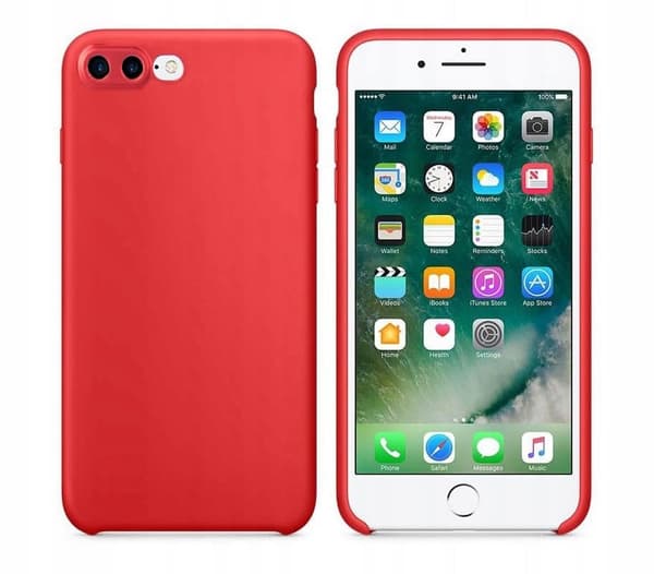 Silikonskyddsskal i matt silikon för iPhone 7 plus, rött