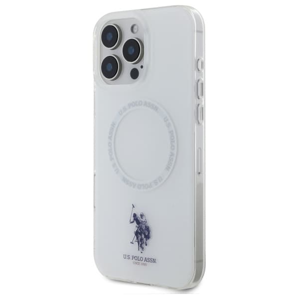 US Polo IML Ring MagSafe-etui til iPhone 16 Pro Max, hvidt