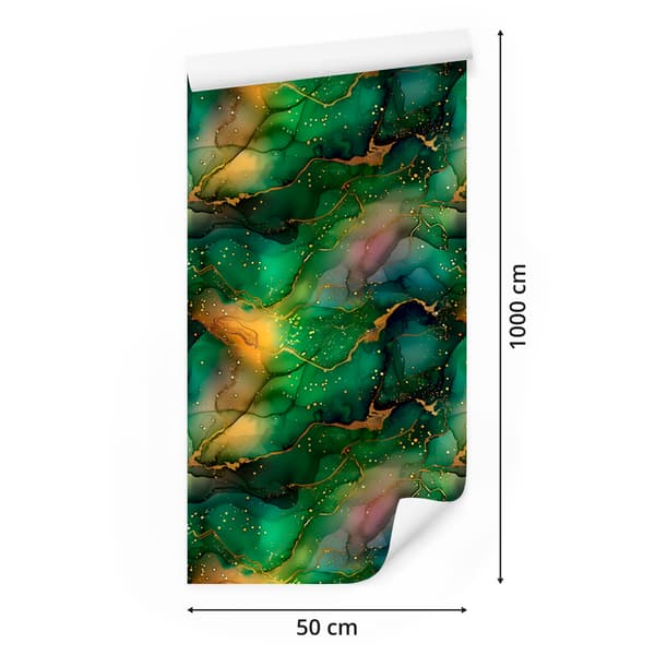 Pullonvihreä, vihreä ja merenvihreä mustetapetti 50x1000 cm