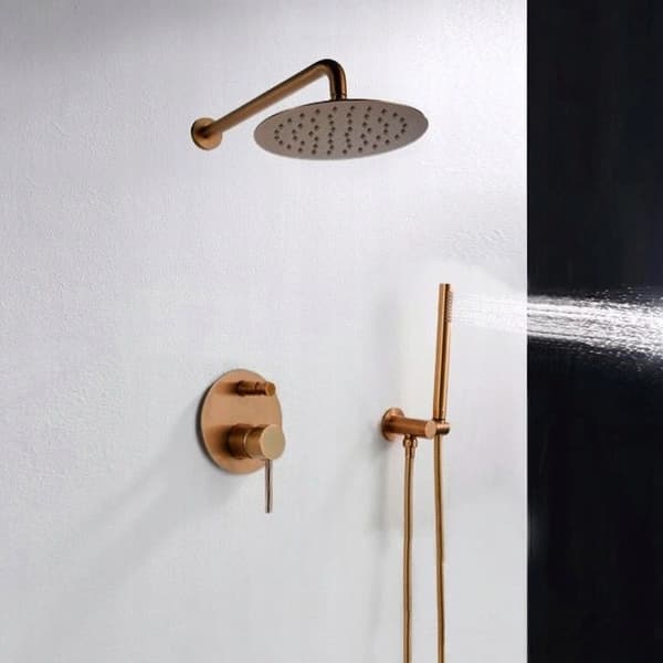 Lungo duschset för inbyggt badrum, koppar, glans + låda, bak