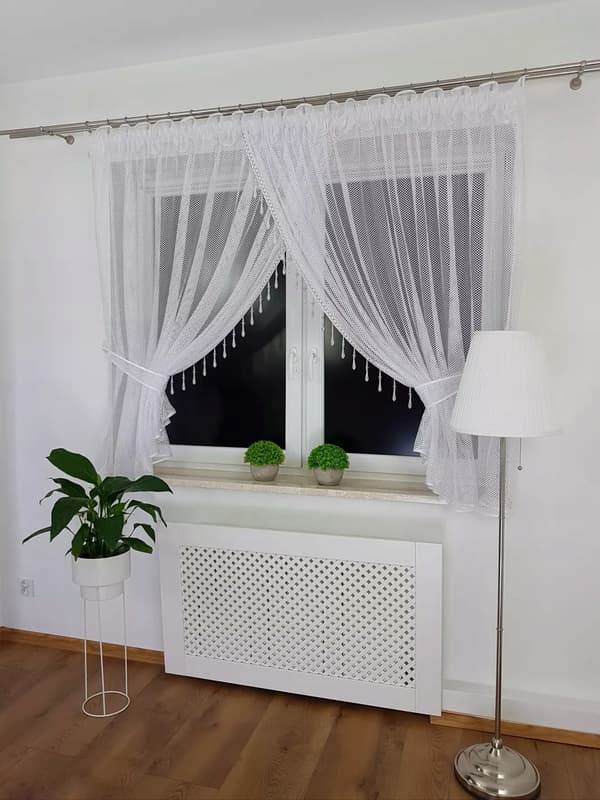 Nätgardin med pärlor 400x150 cm