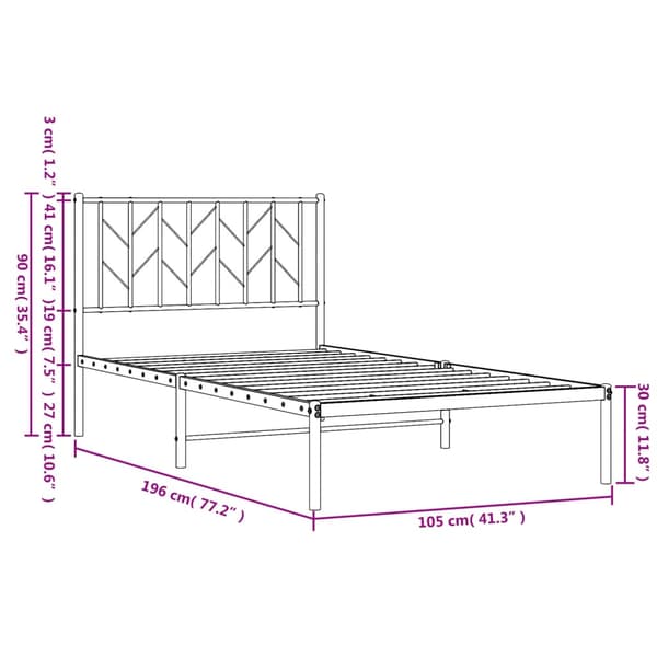 vidaXL metalsengestel med hovedgærde sort 100x190 cm