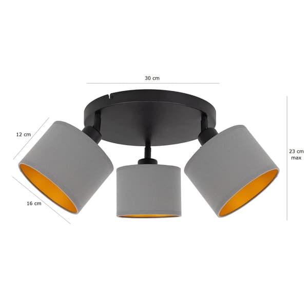 Tornado AMP3K lampa grå-guld