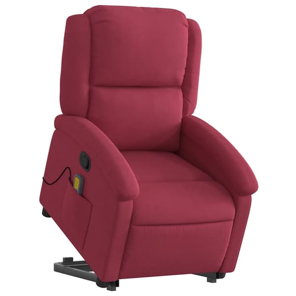 vidaXL Lyftbar massagefåtölj vinröd sammet