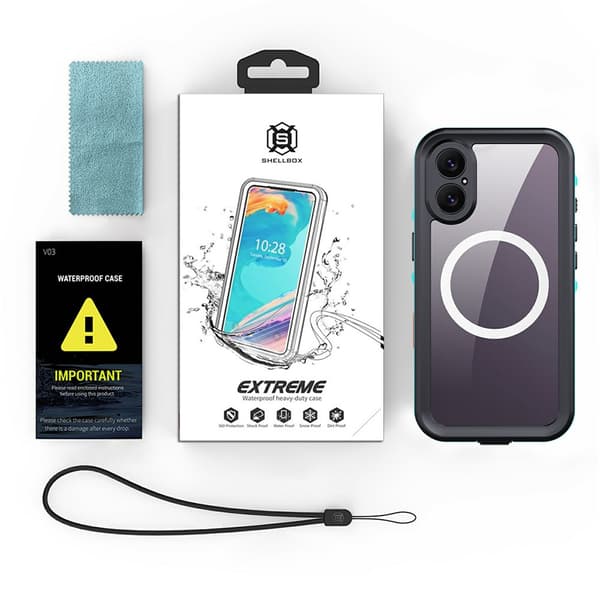 IP68 vattentätt skal för iPhone 17, SHELLBOX MagSafe, blå
