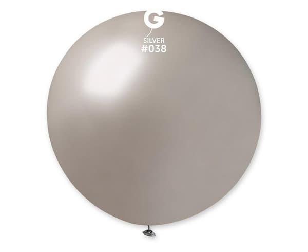 Ballon, metallisk sølv, 80 cm