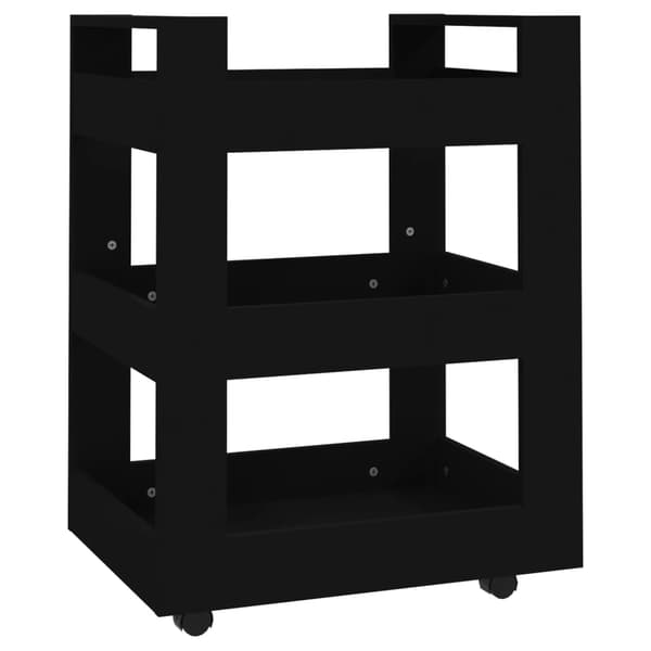 vidaXL køkkenvogn, sort, 60x45x80 cm, træbaseret materiale