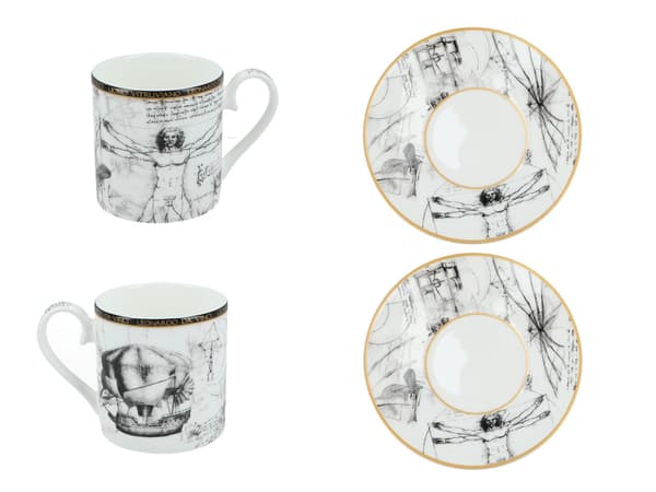 Carmani, 2x espressokopper - leonardo DA vinci/Vitruvian Man