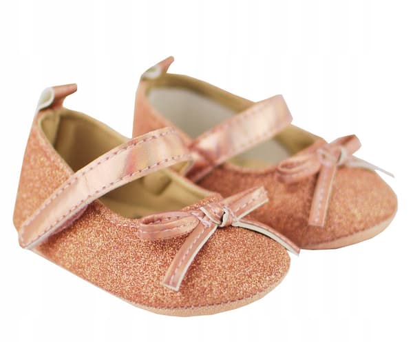 Skor rosa glitter med rosett eleganta 0-6 år