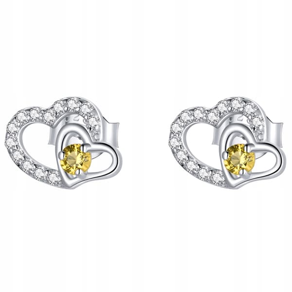 Sølv hjerteøreringe med cubic zircons, sølv pr 925, cubic zircons, hjertekrystaller