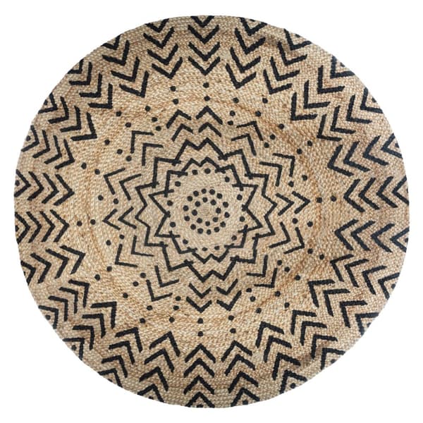 Rundt jute tæppe 120 cm mønster 1