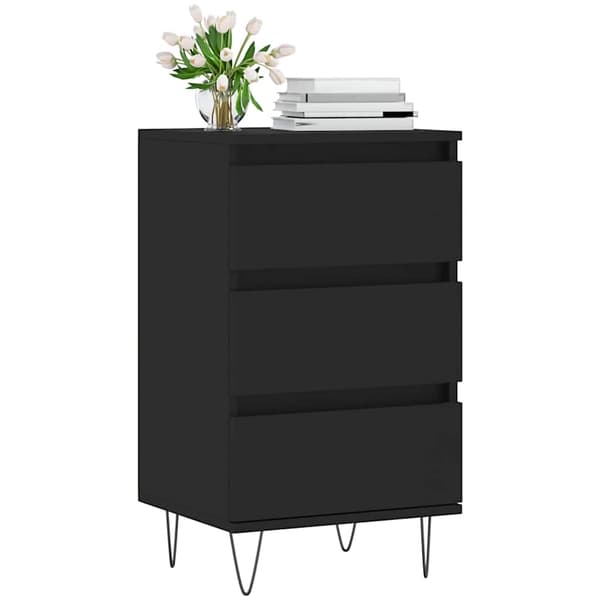 vidaXL kommode, sort, 40x35x70 cm, træbaseret materiale