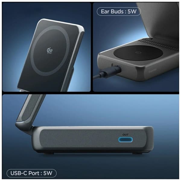 Spigen Essential Qi2.2 25W MagSafe 2-i-1 trådløs oplader, sort