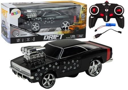 Bil R/C 1:18 Drift 360 lyslyd sort