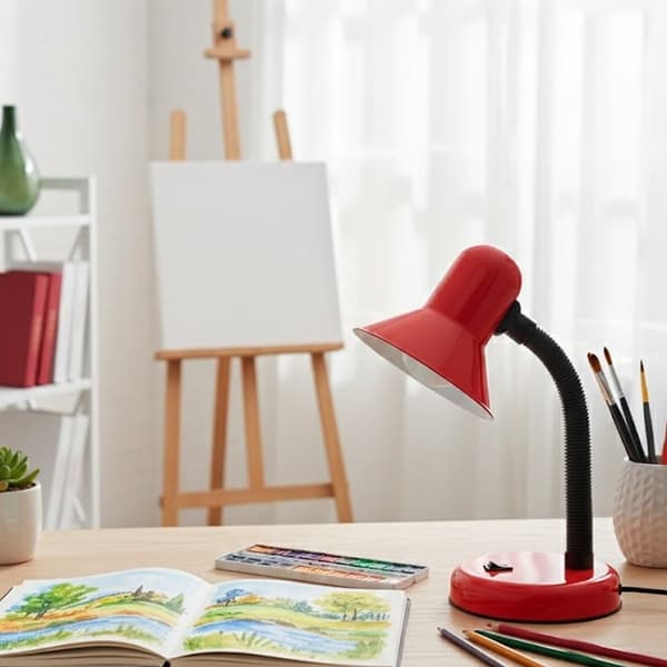 Mentor Rød Skrivebordslampe 1xE27