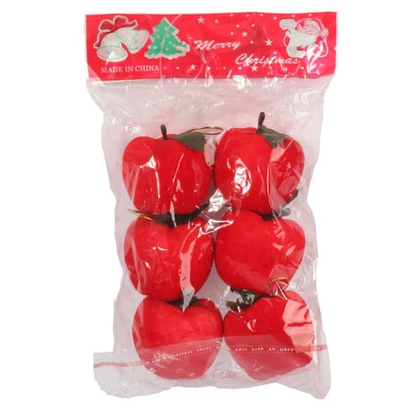 Sæt med 6 røde æblehængende til julepynt