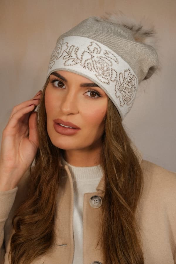 LILIANA beige damhatt med ECO-pompom