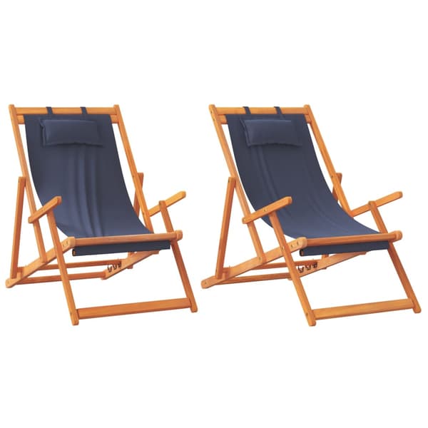 vidaXL foldbare strandstole, sæt med 2, blå, stofbetræk