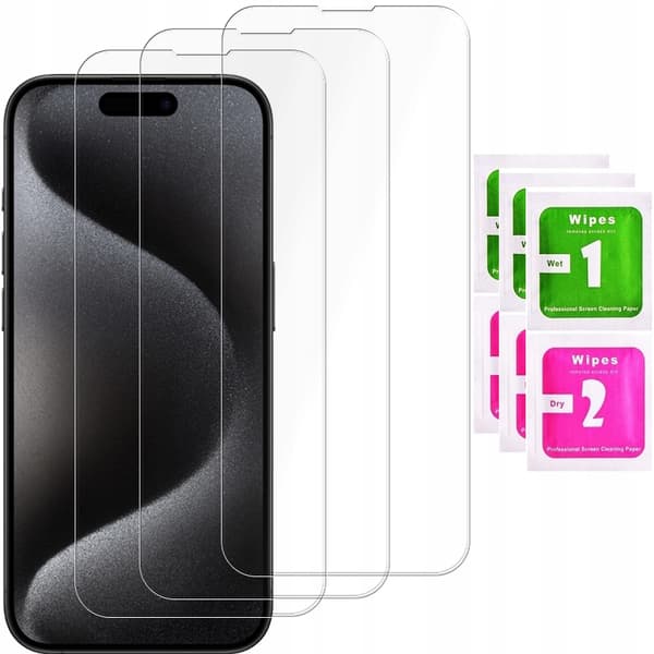3x Härdat glas för Apple iPhone 15 Pro Max Glas 9H | 3-pack