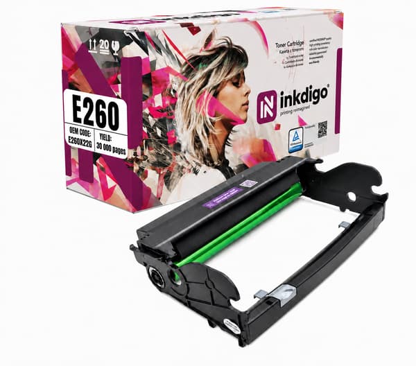 Inkdigo tromle E260X22G kompatibel med Lexmark E260 X264DN E360DN E462 E260D TÜV-certificeret