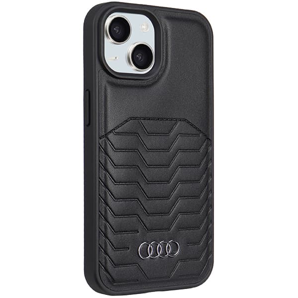 Audi MagSafe-etui i kunstlæder til iPhone 15 Plus, sort