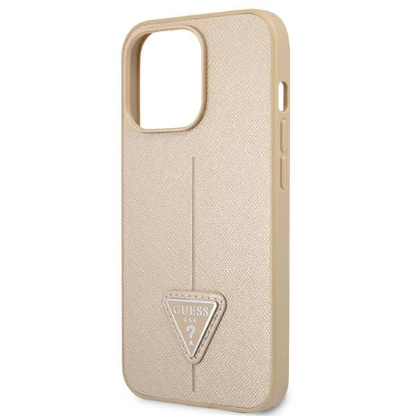 Guess Saffiano Triangle Logo-cover til iPhone 13 Pro / 13, Beige