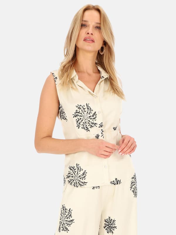 ELEGANT ÄRMLÖS DAMBLUS MED PALJETTER