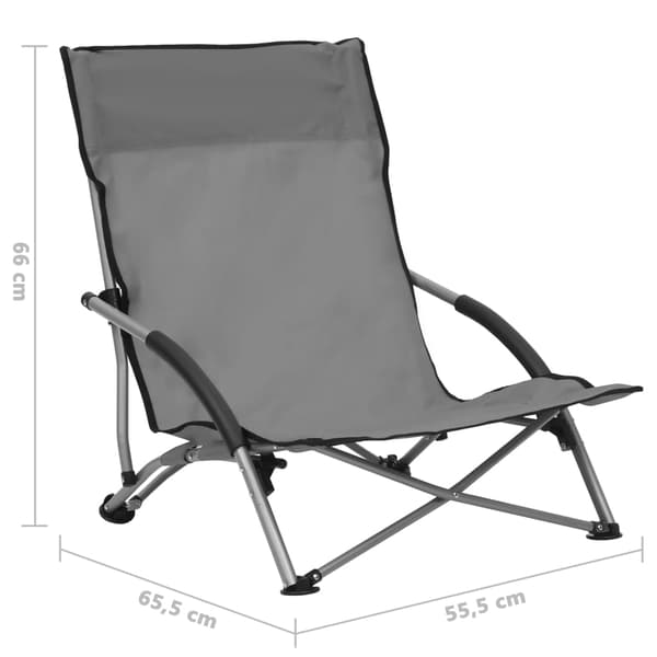 vidaXL foldbare strandstole, sæt med 2, grå, stofbetræk