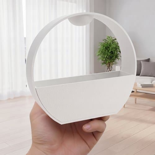 Hvid urtepotte med vandingssystem til planter med stenlook