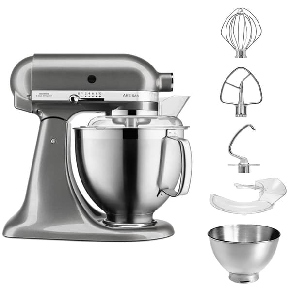 KitchenAid Artisan 5KSM185 4,8L Mixer KitchenAid Farve: Sølv Ask