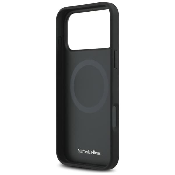 Mercedes Plain Smooth Leather MagSafe -kotelo iPhone 17 Pro Maxille, musta